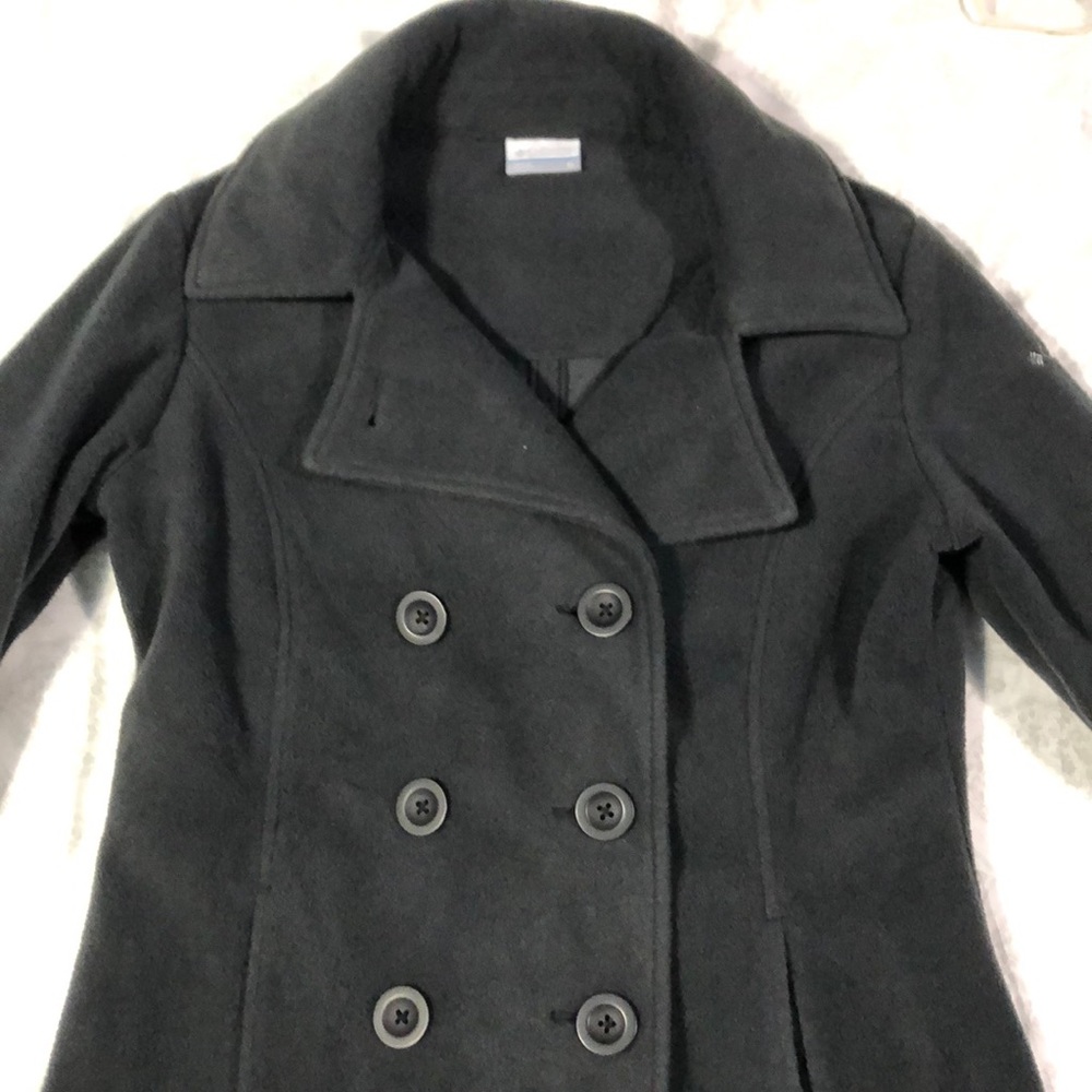 COLUMBIA Dark Grey Fleece Peacoat